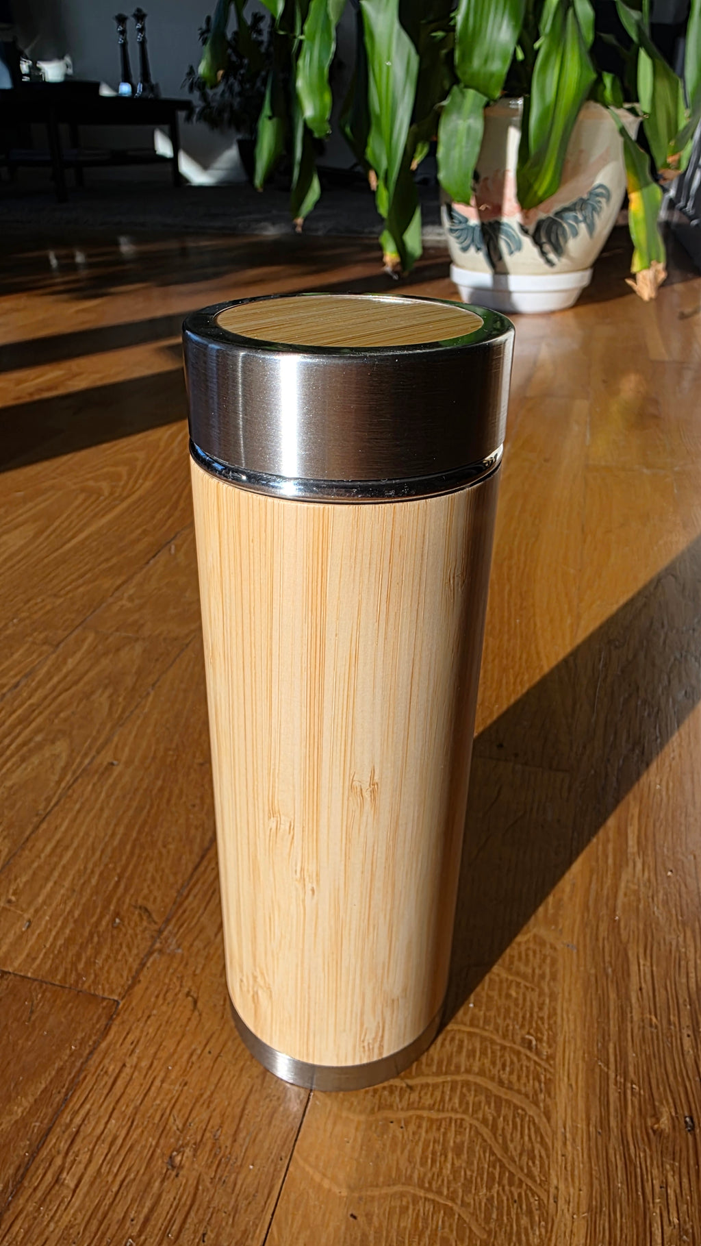 Bambuskrus 450ml - Rustfrit Stål med Te-filter