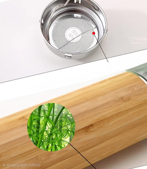 Lækker 100% naturbambus & rustfri stål termokrus med låg og filterindsats