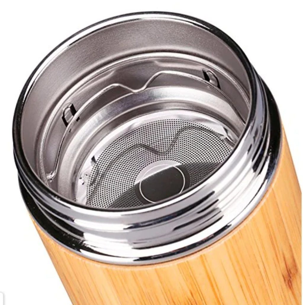 Bambuskrus 450ml - Rustfrit Stål med Te-filter